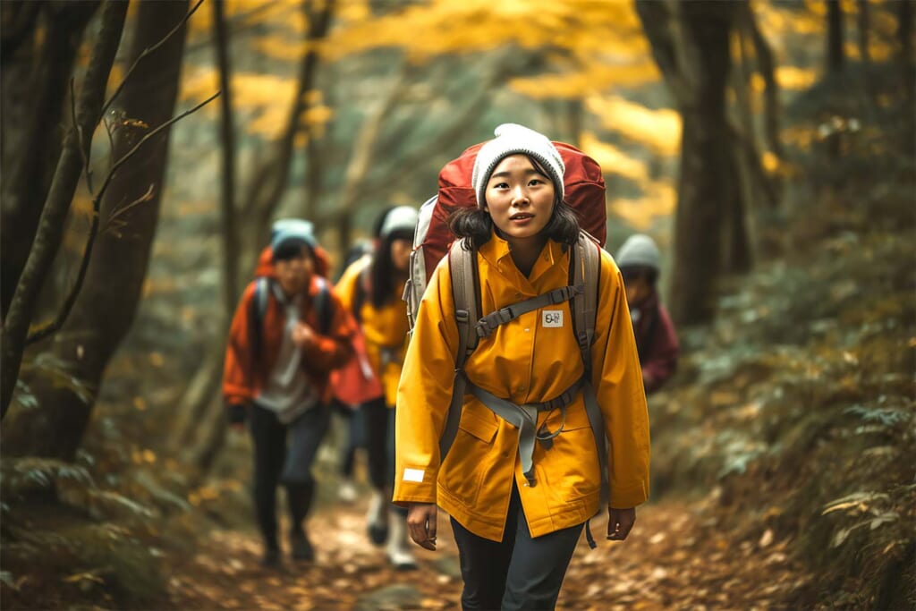 登山する女性たち