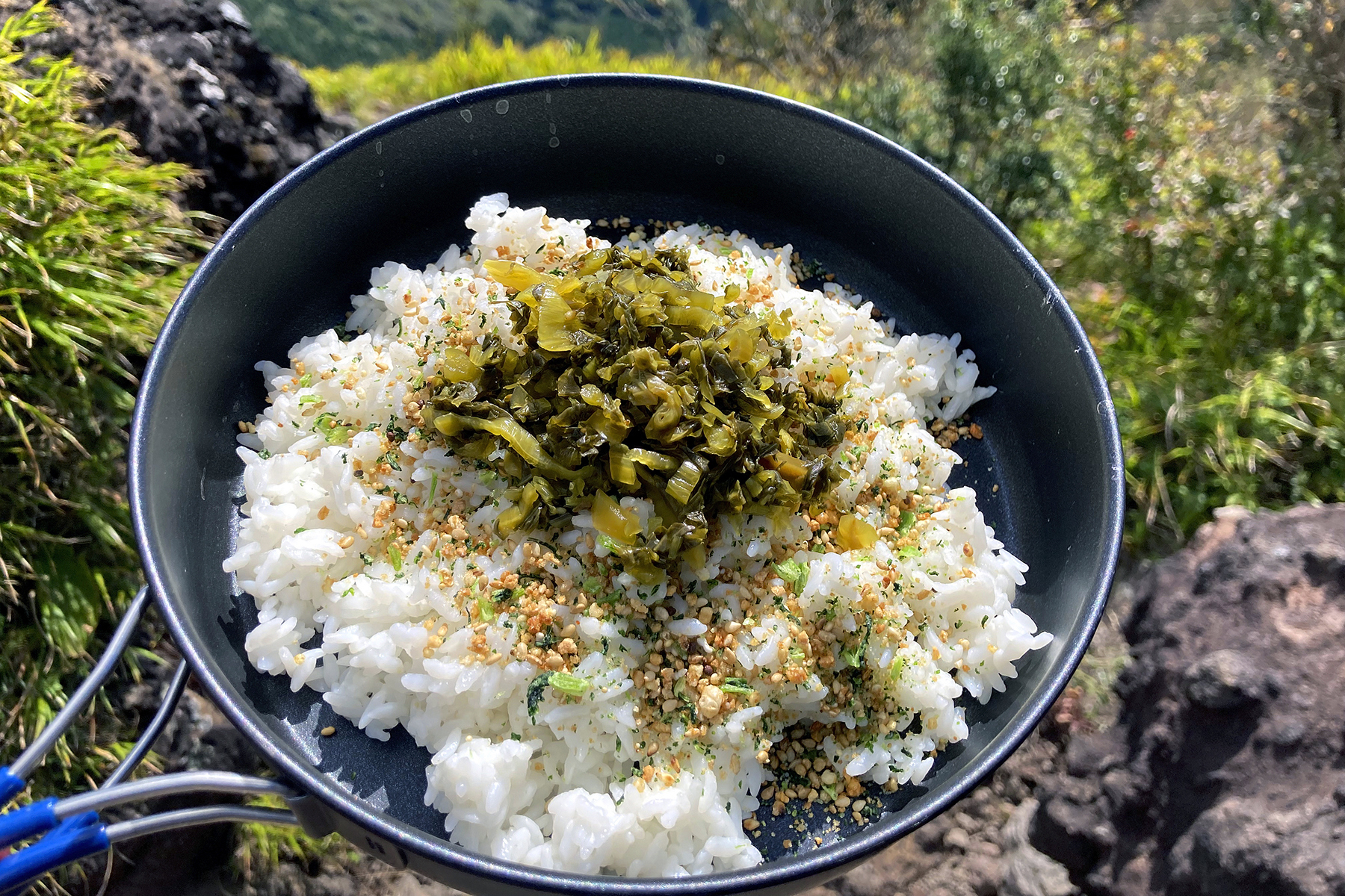 100円ショップのダイソーで売っている食材で作った「高菜の混ぜ込み十穀ごはん」