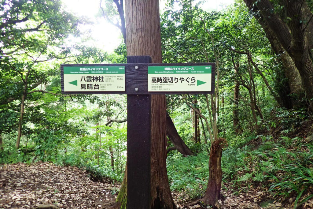 祇園山ハイキングコースの分岐標識
