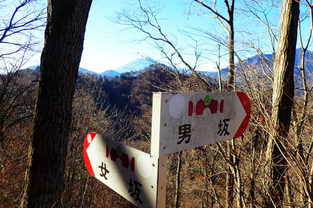 男坂女坂の分岐標識