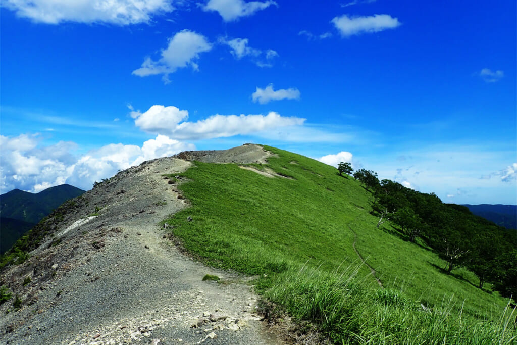 北側と南側で景観が異なる中倉山の稜線