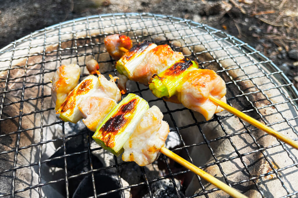 七輪で焼いた焼き鳥