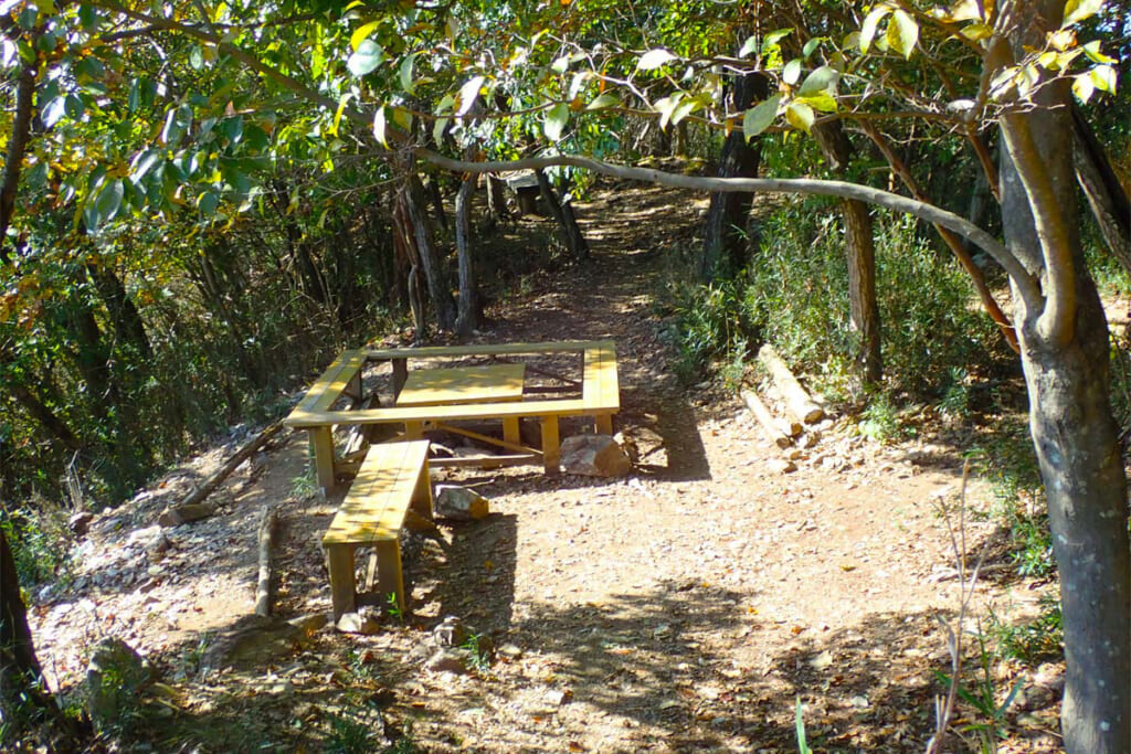 吾妻山山頂のベンチ